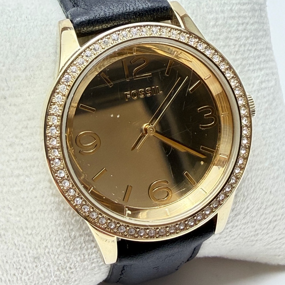 Fossil Gold-Tone Watch with Black Strap - Picture 2 of 7